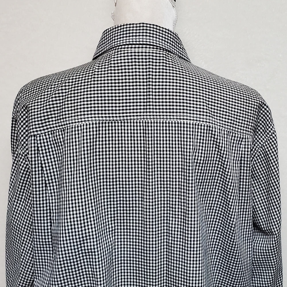 VINTAGE 90s Karen Kane Red Tartan Plaid Black Plaid Colorblock Button Up Blouse - Picture 10 of 13